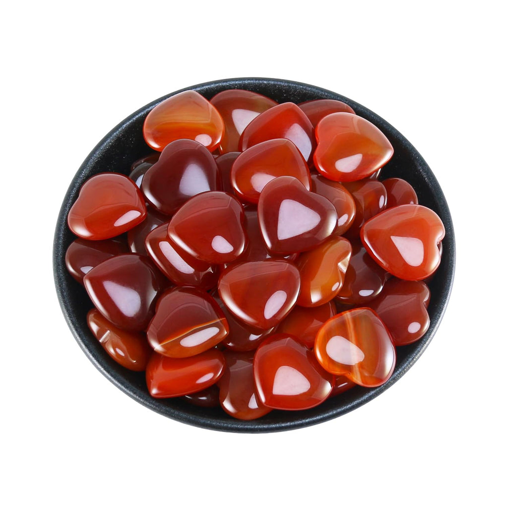 Nvzi Tumbled Polished Natural Carnelian Crystals Heart Stones, Crystals and Healing Stones Quartz Bulk for Wicca, Reiki, Healing
