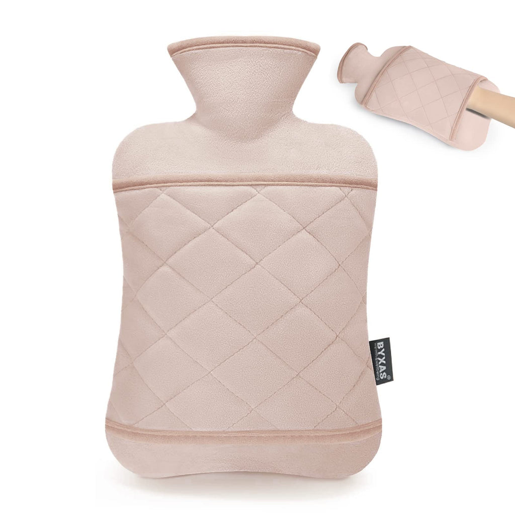 BYXAS Hot Water Bag with Cover-2.0L BPA Free PVC Hot Water Bottle Odorless Superior Material Hot Water Bottle Bag-Light Pink