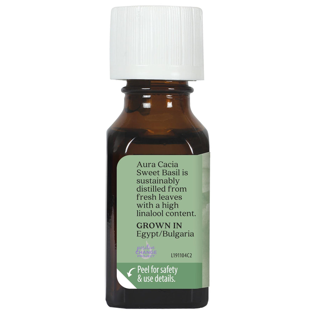 Aura Cacia Pure Basil, Sweet Essential Oil | 0.5 fl. oz. | Ocimum basilicum