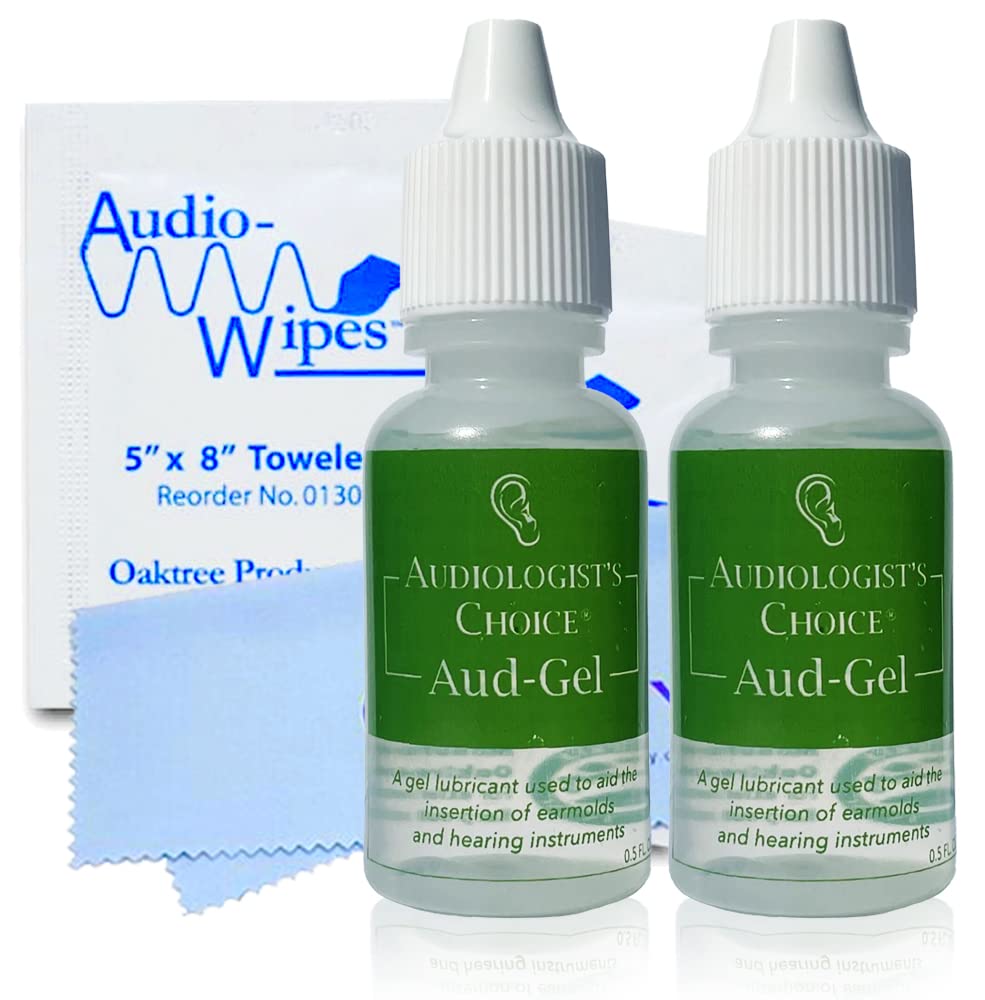 Audiologists Choice Aud-Gel Earmold and Hearing Aid Lubricant (2 Pack/0.5 oz Bottle) - Lubricant Gel for Ear Plugs, Hearing Aid