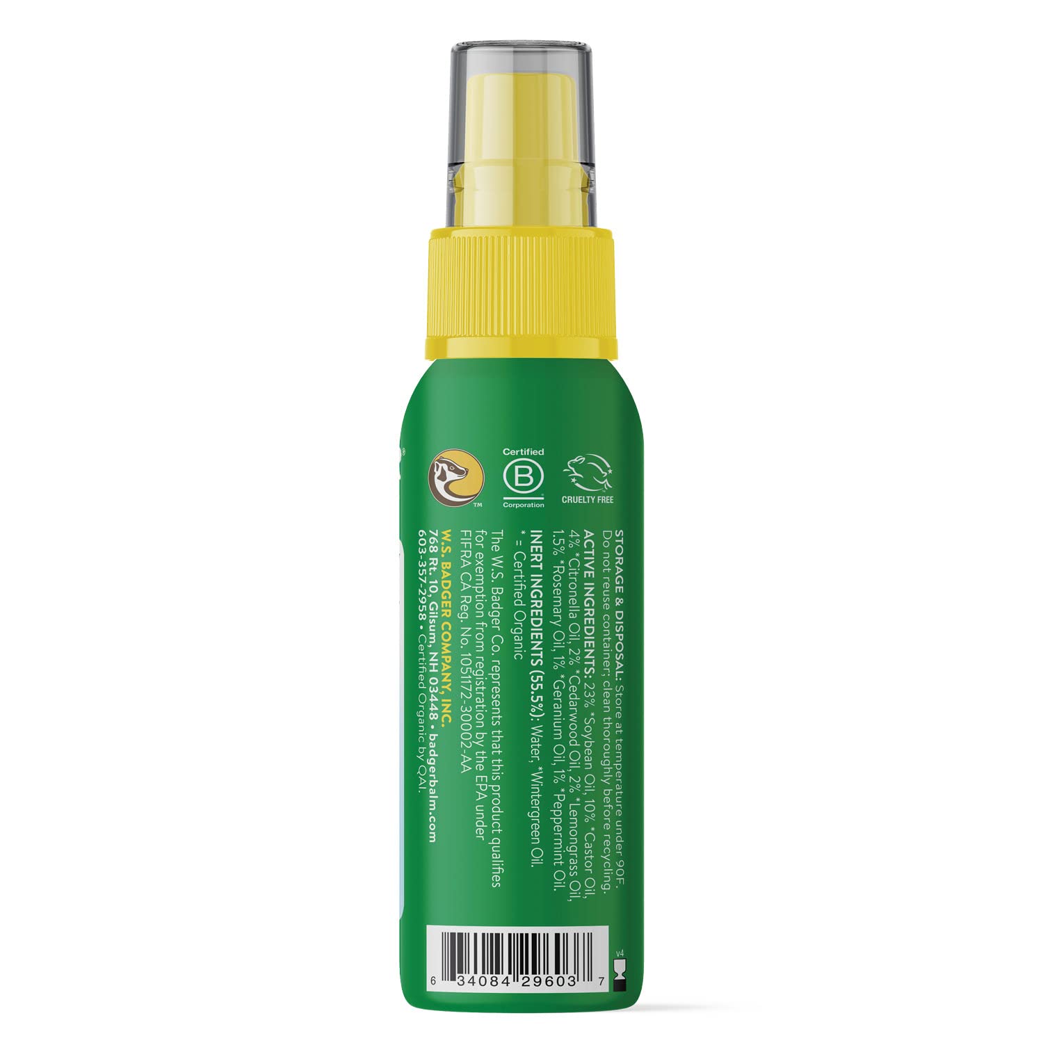 Badger Bug Spray Travel Size, Family Friendly All Natural Mosquito Repellent w/Organic Essential Oils, Smells Great, 3 Hours Eff