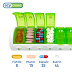 EZY DOSE Weekly (7-Day) Travel Pill Case, Medicine Planner, Vitamin Organizer Box, Convenient and Easy to Use, Removable Daily C