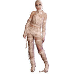 Preboun Halloween Mummy Bandage Wrap Bloody Gauze Zombie Makeup Props Creepy Costume Bandage Cosplay Party (Brown,65.6 ft X 7.87