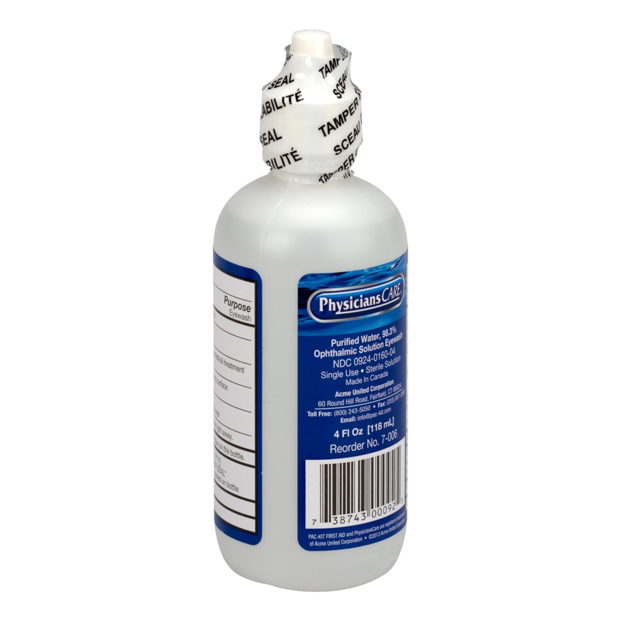 PhysiciansCare Eye Wash Solution, Sterile Isotonic Buffered Solution for Flushing & Irrigating Eyes, 4-oz Bottle