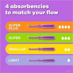 Tampax Radiant Tampons Multipack, Regular/Super Absorbency, with Leakguard Braid, Unscented, 28 Count x 3 Packs (84 Count Total)