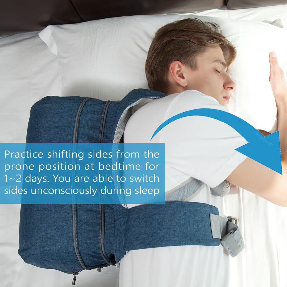 WoodyKnows Side-Sleeping Backpack, Sleep Position Trainer, Sleeping on The Side Alleviates Snoring Caused by Throat Issues (Smal