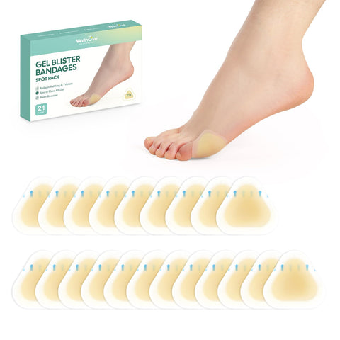 Gel Blister Bandages Hydrocolloid Bandages - Welnove 21ct Blister Cushions (Spot Pack) - Blister Bandages for Heel, Toe & Foot -