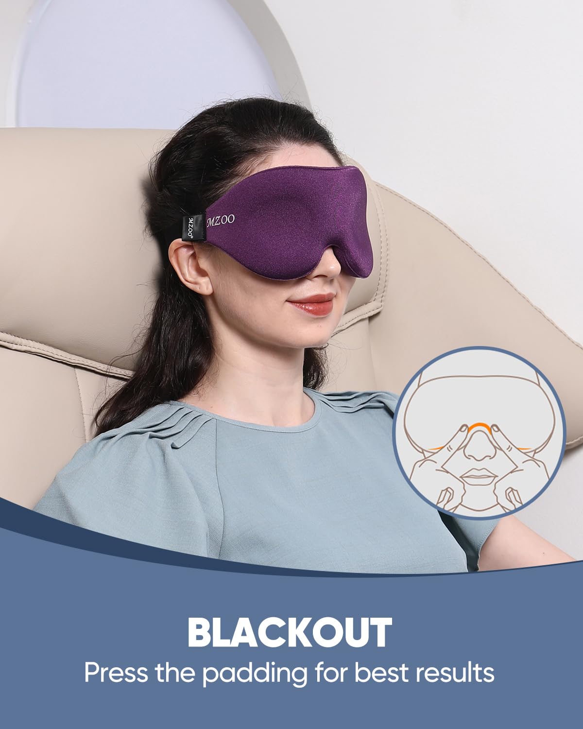 MZOO Sleep Eye Mask for Side Sleeper Men Women, Zero Eye Pressure 3D Sleeping Mask, Light Blocking Patented Design Night Blindfo