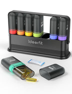 Weekly Pill Organizer 7 Day Two Times a Day, Rotatable Silicone Handle & 7 Detachable Daily Cases, Built-in Desiccant Moisture-P