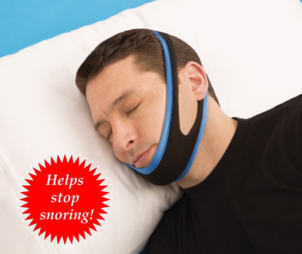 Collections Etc Bedtime Anti-Snore Chin Strap - Comfortable Design Cradles Jaw for Optimal Position to Reduce Snoring, Large