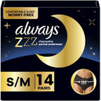 Always ZZZ Overnight Disposable Period Underwear for Women Small/Medium, 360 Coverage for Worry-Free Nights, 14 Count (2 Packs o
