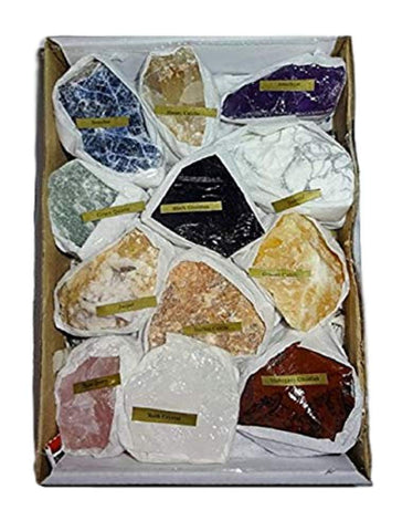 Sublime Gifts 12pc Premium Quality Rough Crystal Healing Gemstone Raw Metaphysical Mineral Stone Collection & Gift Box Set