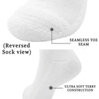 LIN PERFORMANCE Ankle Diabetic Socks for Women and Men Non-Binding Top Cushion Sole Moisture Wicking, 4 Pairs (10-13, White)