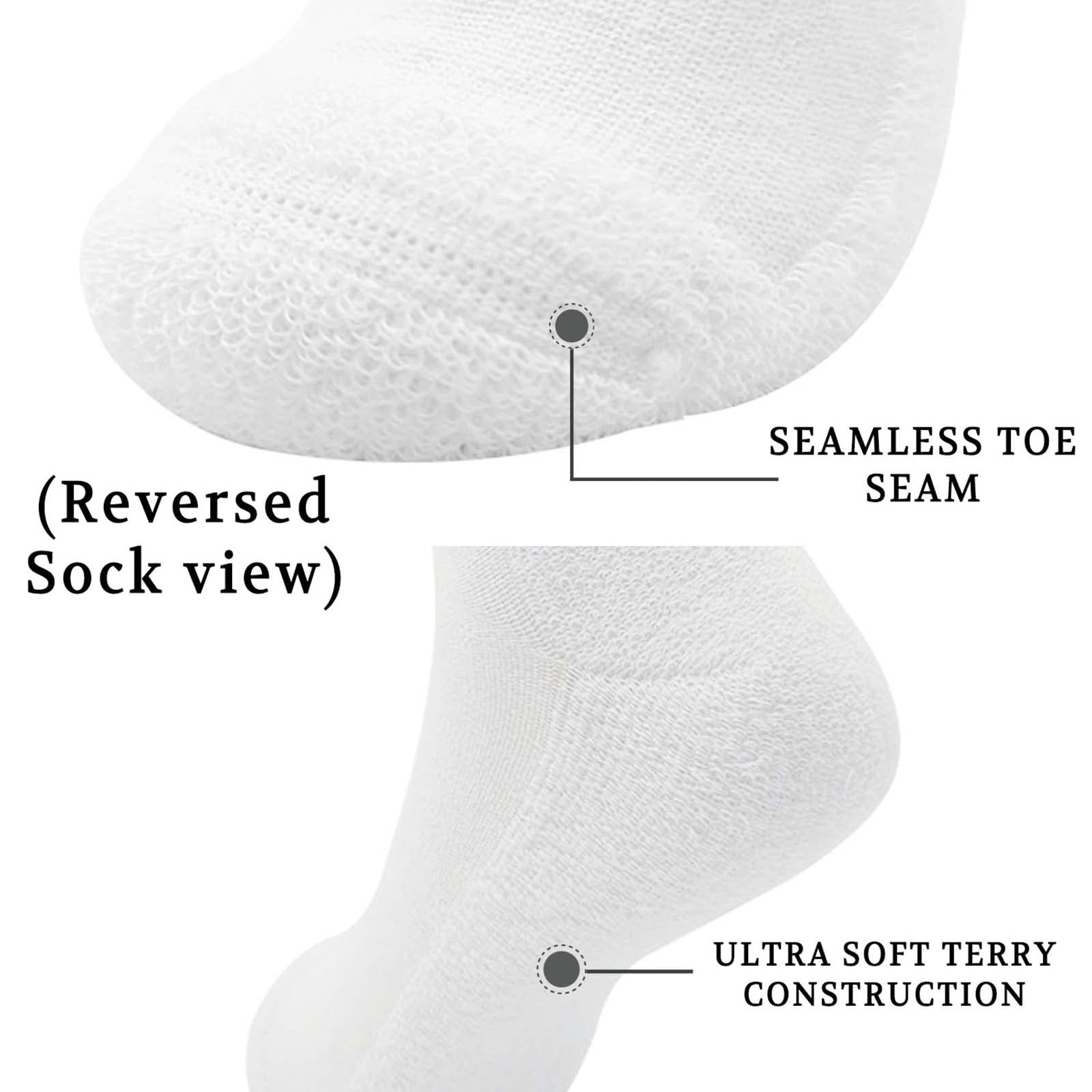 LIN PERFORMANCE Ankle Diabetic Socks for Women and Men Non-Binding Top Cushion Sole Moisture Wicking, 4 Pairs (10-13, White)