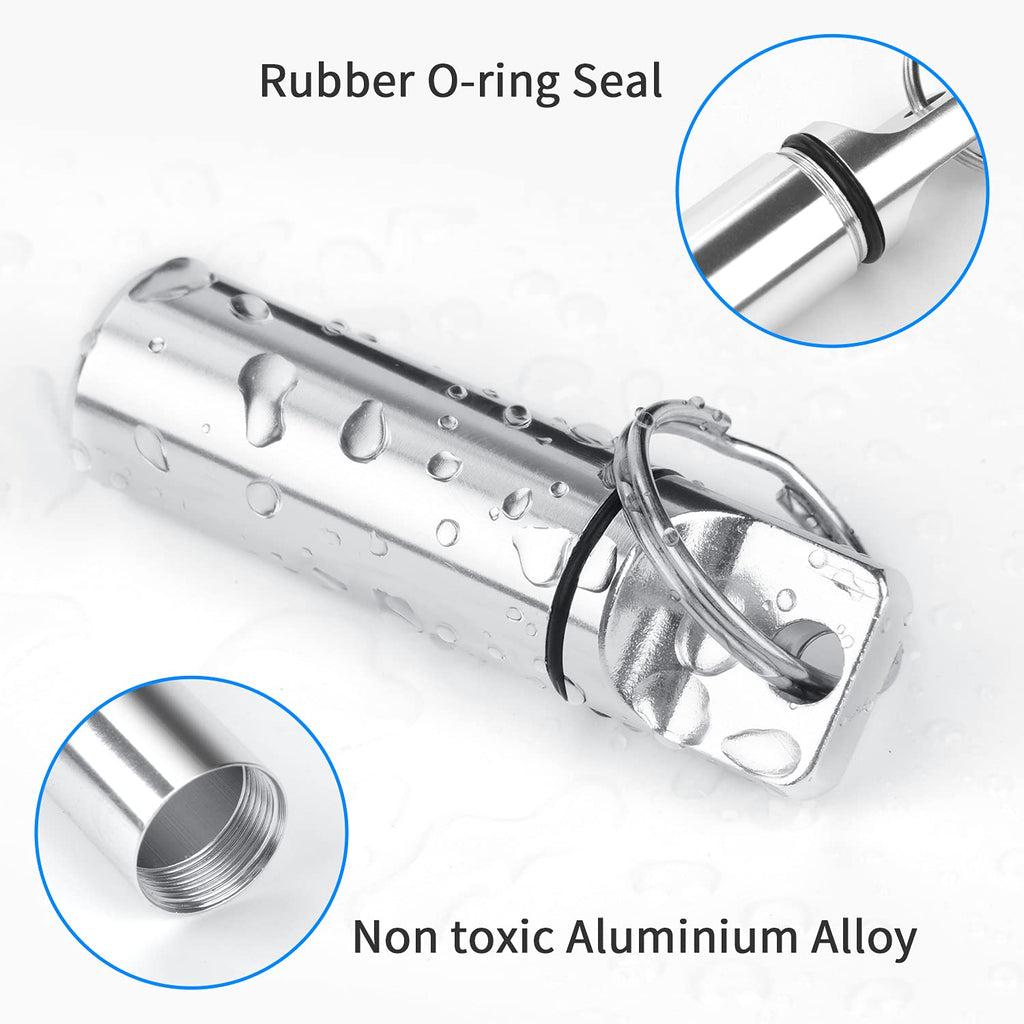 Small Portable Pill Box Keychain (3 Pack), Aluminium Alloy Mini Pill Organizer Case Container for Purse,Waterproof Metal Pill Ho