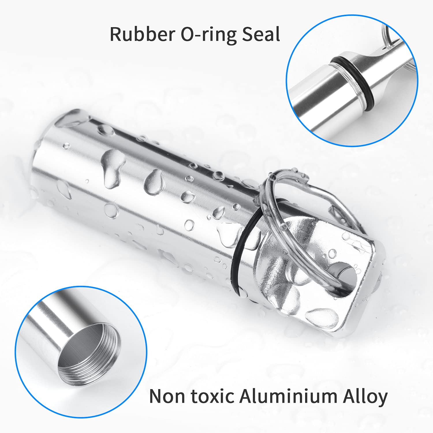 Small Portable Pill Box Keychain (3 Pack), Aluminium Alloy Mini Pill Organizer Case Container for Purse,Waterproof Metal Pill Ho