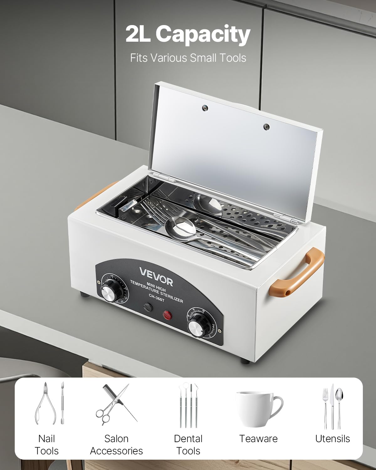 VEVOR High Temperature Autoclave Machine, 2L, 300W High Temperature Cleaner Machine Box with Adjustable Temperature and Time, Dr