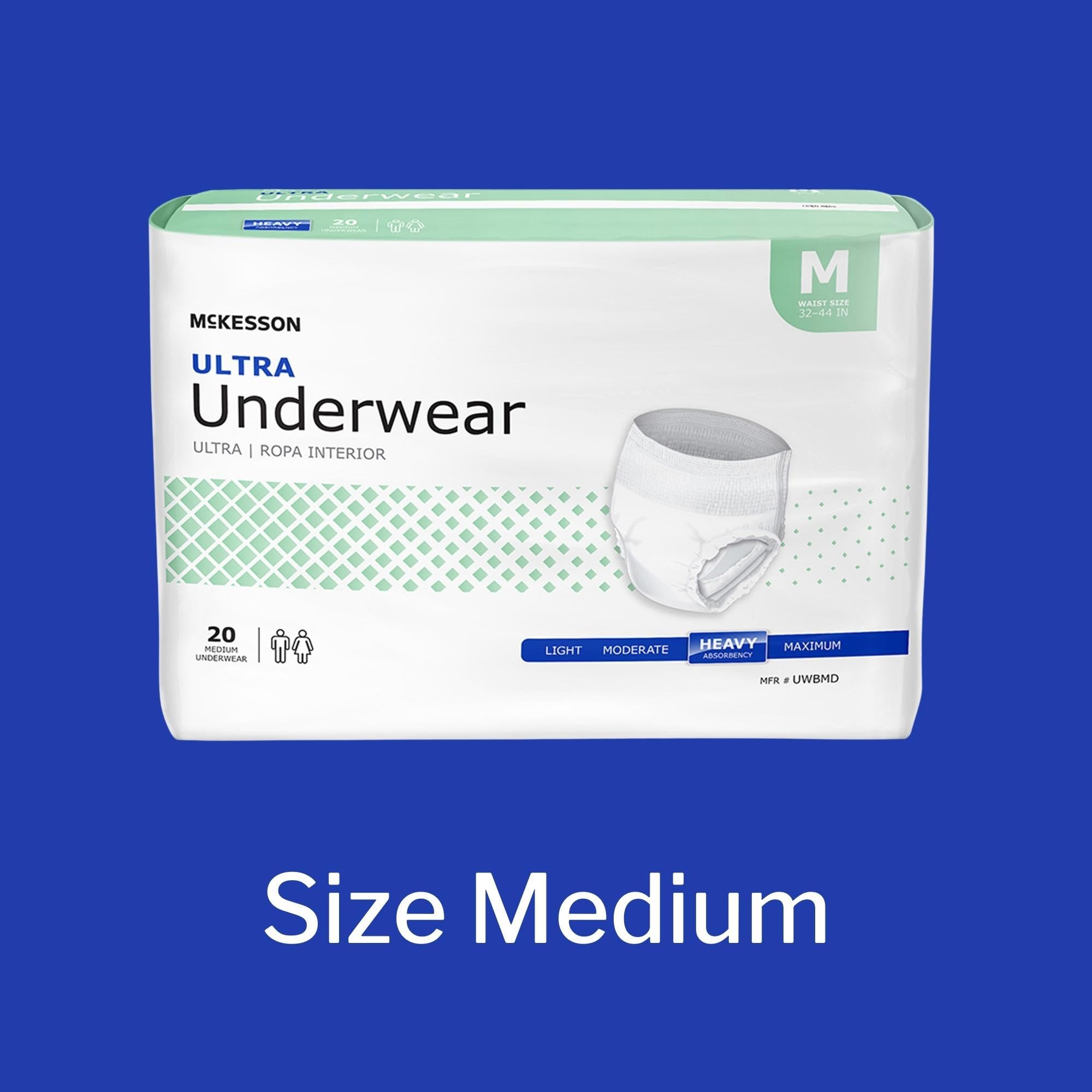 McKesson Ultra Adult Incontinence Underwear, [80 Count], Heavy Absorbency, Medium, 32-44 in. Unisex Bladder Leak Protection, Pul