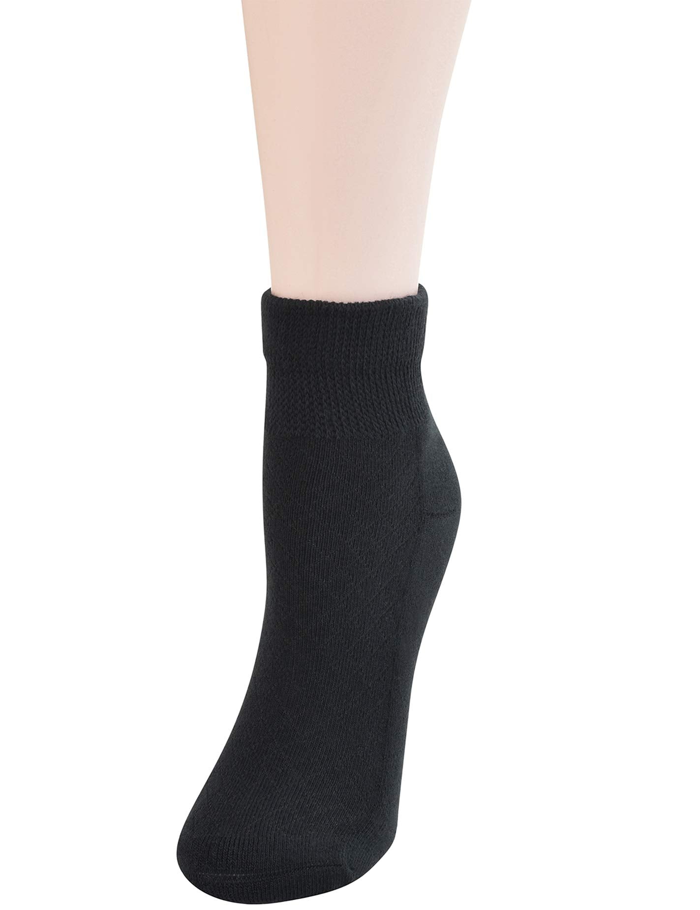 Yomandamor 5 Pairs Women's Cotton Ankle Breathable Mesh Diabetic Socks with Seamless Toe,L Size