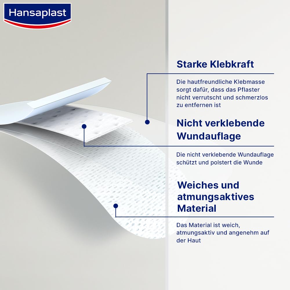 Hansaplast Sensitive Plasters (20 Strips), Skin-Friendly and Hypoallergenic Wound Plasters with Bacteria Shield & Secure Adhesio