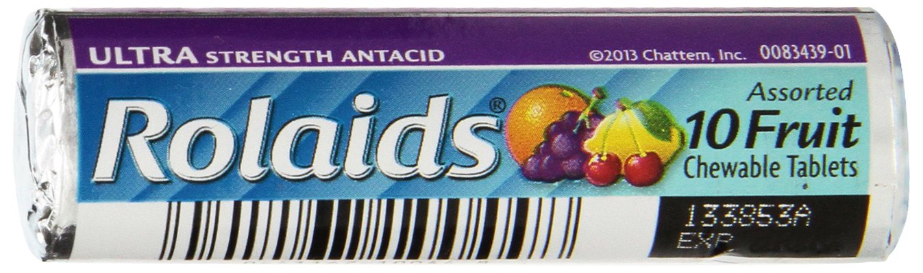 Rolaids Ultra Strength Tablets, Fruit, 10 Count (Pack of 12)