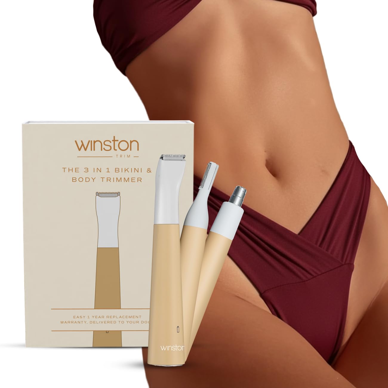 Winston 3 In 1 Rechargeable  Trimmer For Women Private Part, Face & Body | Bikini Trimmer For Woman | Eyebrow Trimmer & Electri
