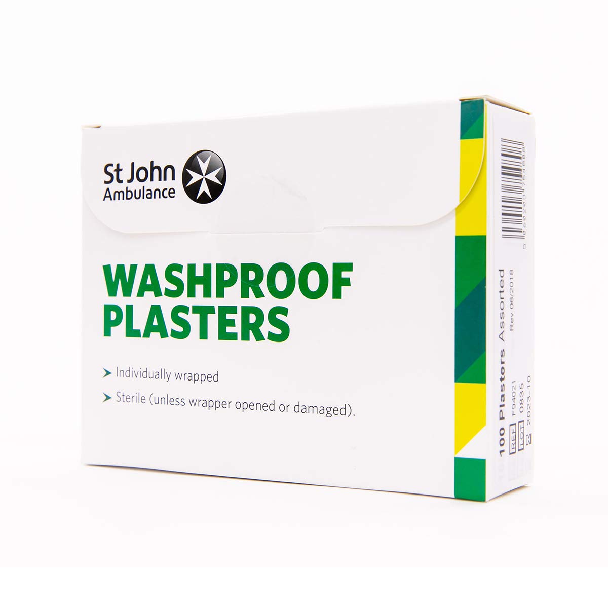 Washproof plasters, assorted sizes, pack of 100, St John Ambulance (Ref F94021)