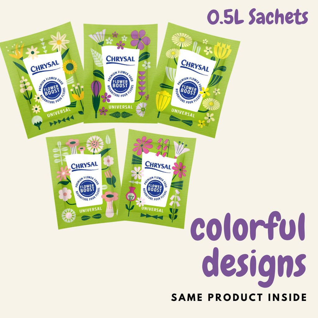 Chrysal Flower Boost - Clear Flower Food Packets for Flower Arrangements & Bouquets - Floral Supplies for Fresh Flowers - Fresh