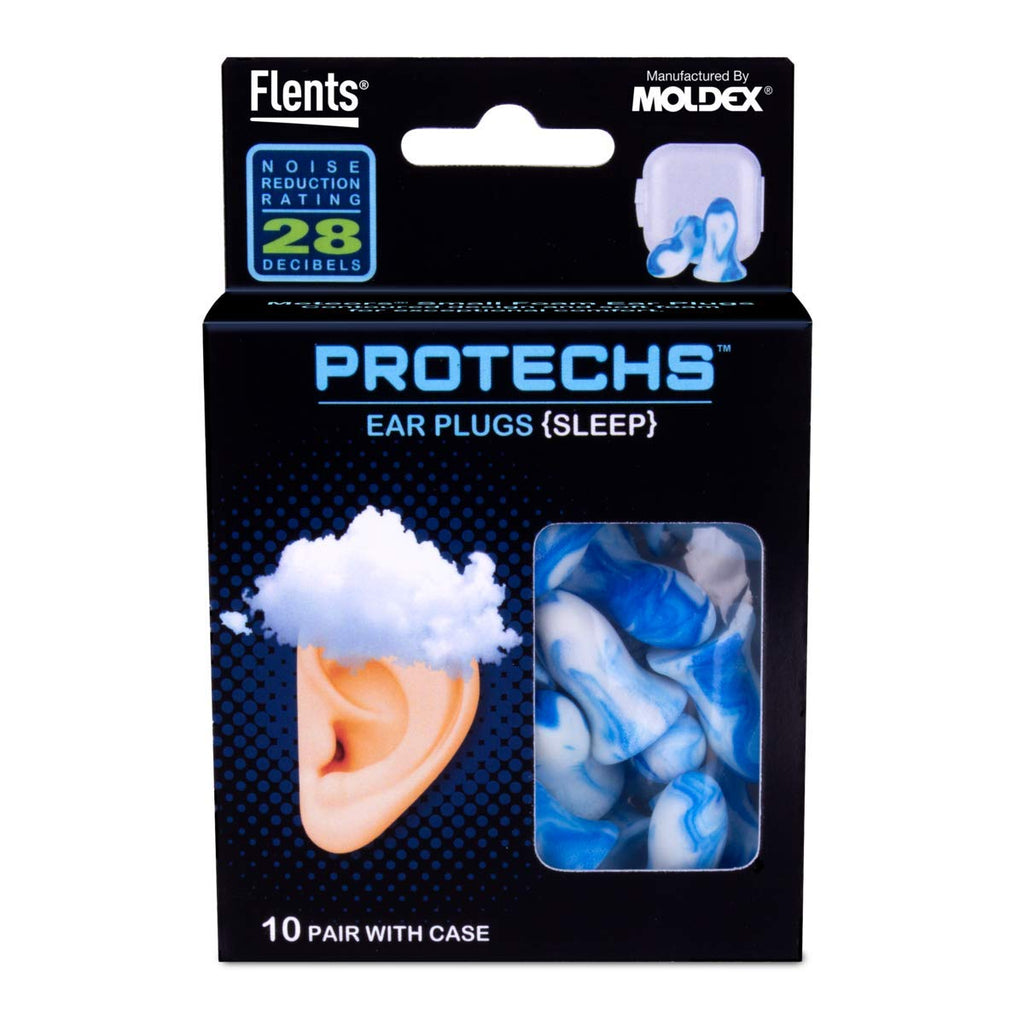 Flents Protechs Reusable Ear Plugs For Sleeping, Protection From Loud Environments, Improved Sleep, Reduces Pressure, 10 Pairs W
