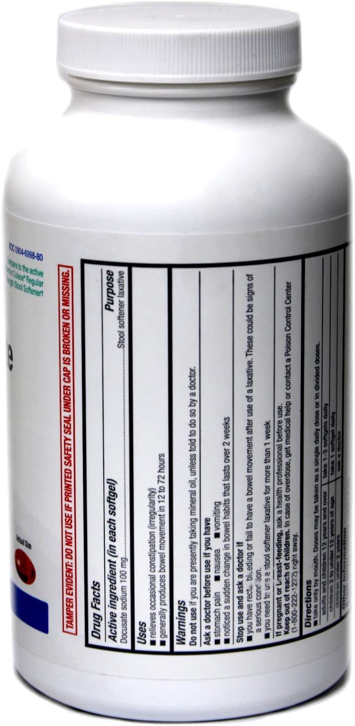 MAJOR Docusate Sodium 100 mg - Stool Softener Laxative Softgels for Occasional Constipation Relief - Stool Softeners for Women,