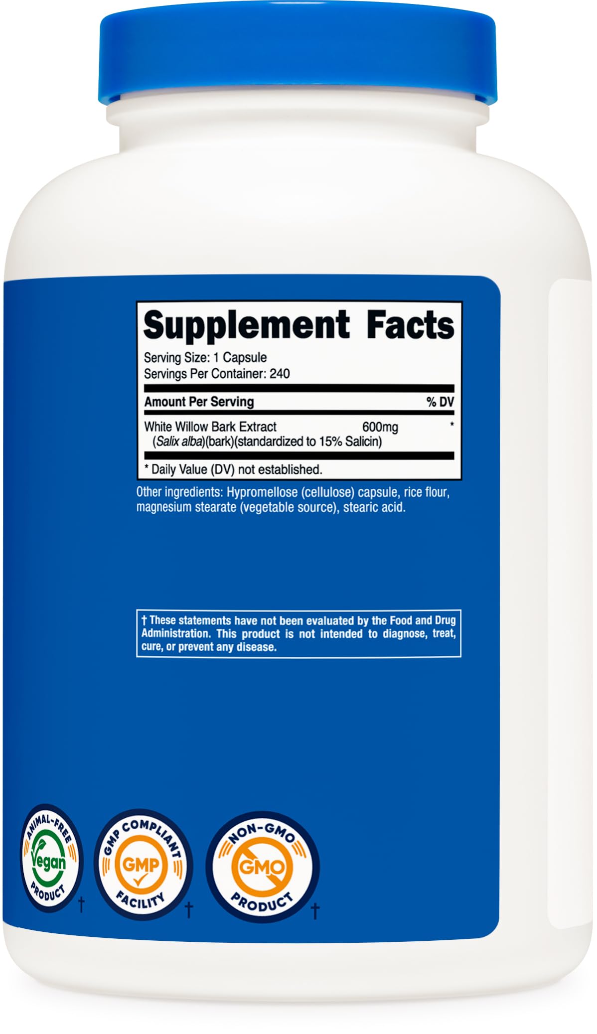Nutricost White Willow Bark 600mg, 240 Capsules - Vegetarian Friendly, Non-GMO, Gluten Free