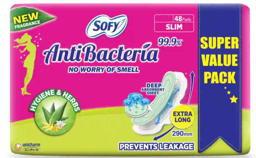 Sofy Antibacteria Extra Long Pads For Women 48 Count (3 Packs)