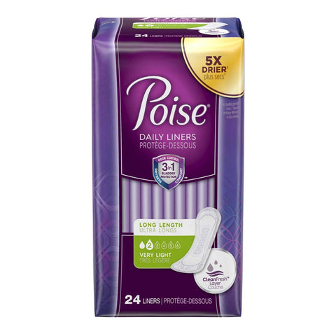 Poise Liners, Very Light Aborbency, with Extra Coverage 24 Count (Pack of 1)
