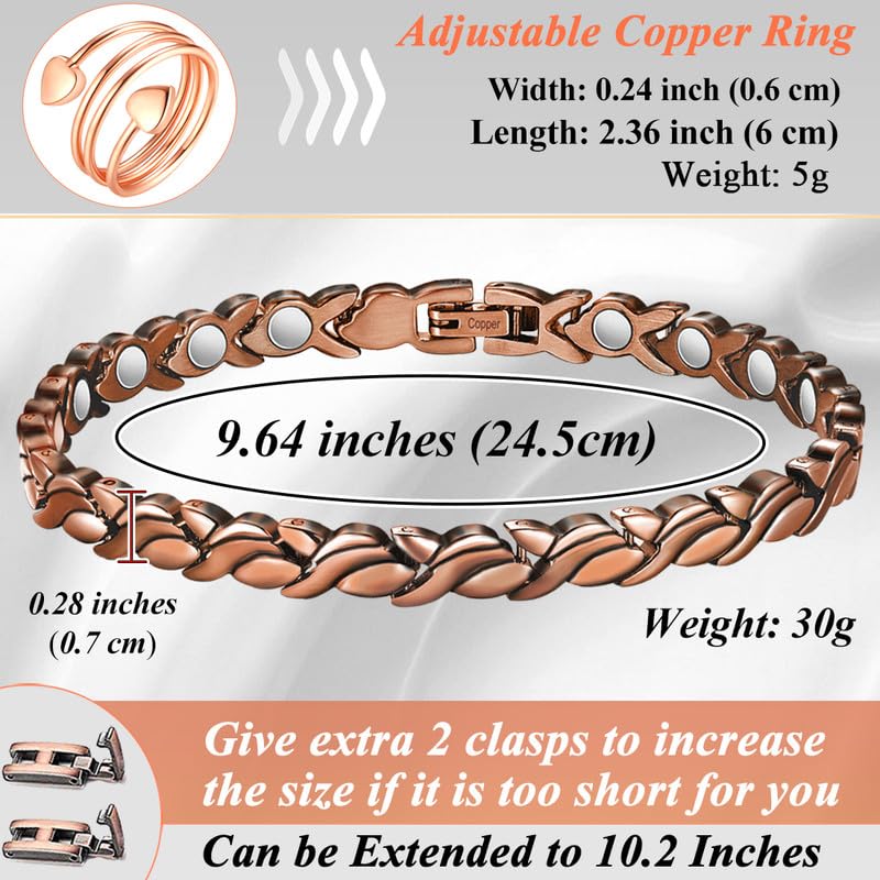 Cigmag Copper Anklet for Women Ultra Strength Solid Copper Anklet Bracelet Adjustable Length with Sizing Tool