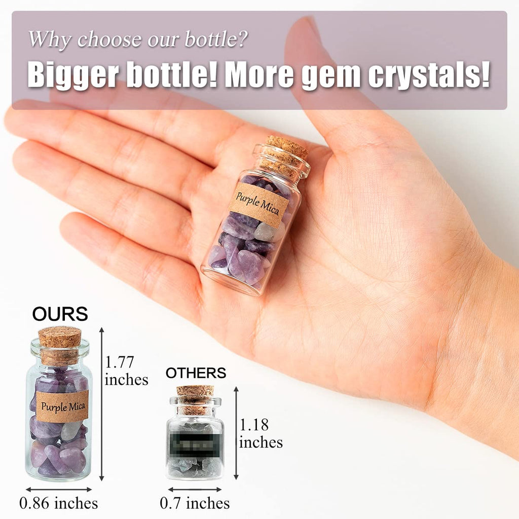 KHOCOEE 48pcs Different Crystals and Healing Stones, Gemstone and Crystals Bottles, Chakra Healing Crystals for Witchcraft, Grea
