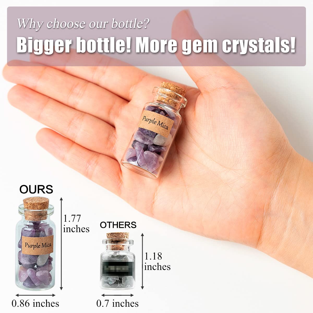 KHOCOEE 48pcs Different Crystals and Healing Stones, Gemstone and Crystals Bottles, Chakra Healing Crystals for Witchcraft, Grea