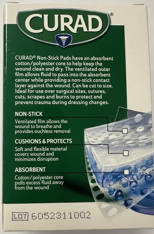 Curad Small Non-Stick Pads With Adhesive Tabs 2 Inches X 3 Inches 20 Each