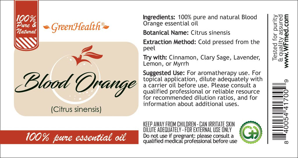 Blood Orange Essential Oil - 128 fl oz (1 Gallon) Plastic Bottle w/Cap - 100% Pure Essential Oil by GreenHealth