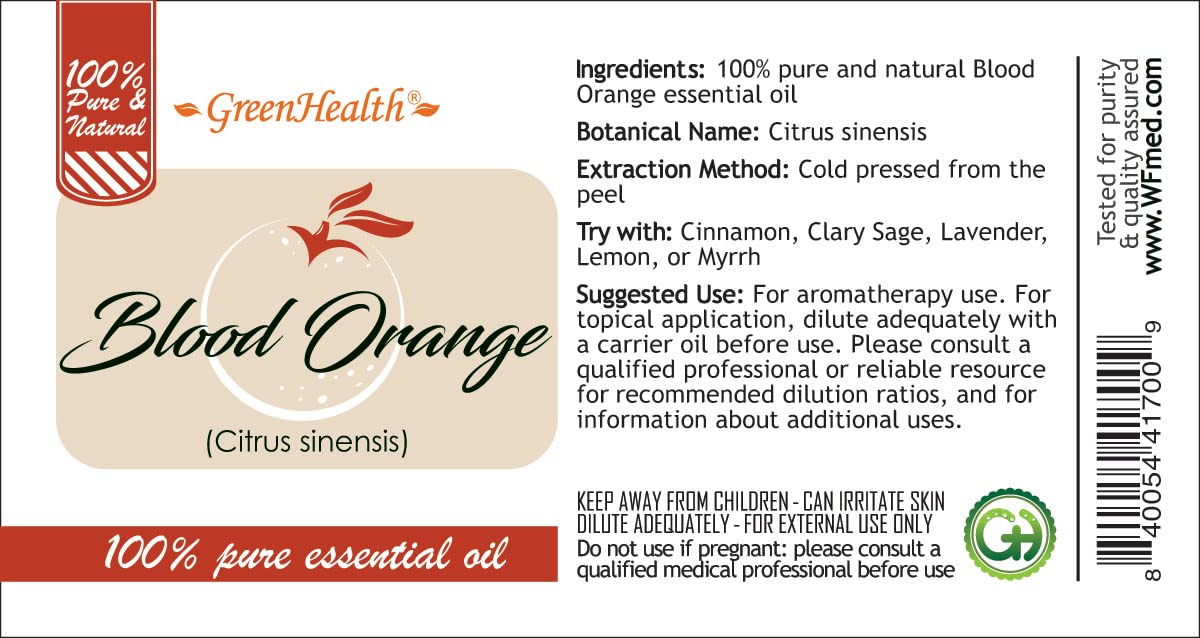 Blood Orange Essential Oil - 128 fl oz (1 Gallon) Plastic Bottle w/Cap - 100% Pure Essential Oil by GreenHealth