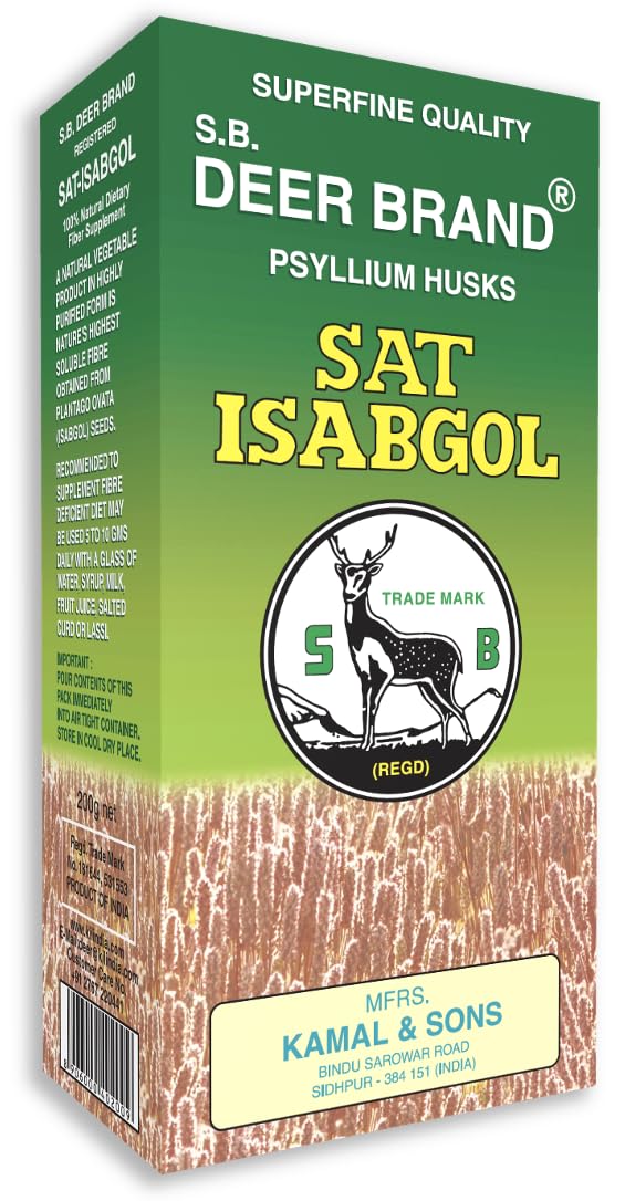 S.B. Deer Brand Sat Isabgol Psyllium Husk Hiran Brand 200G (Pack Of 1)
