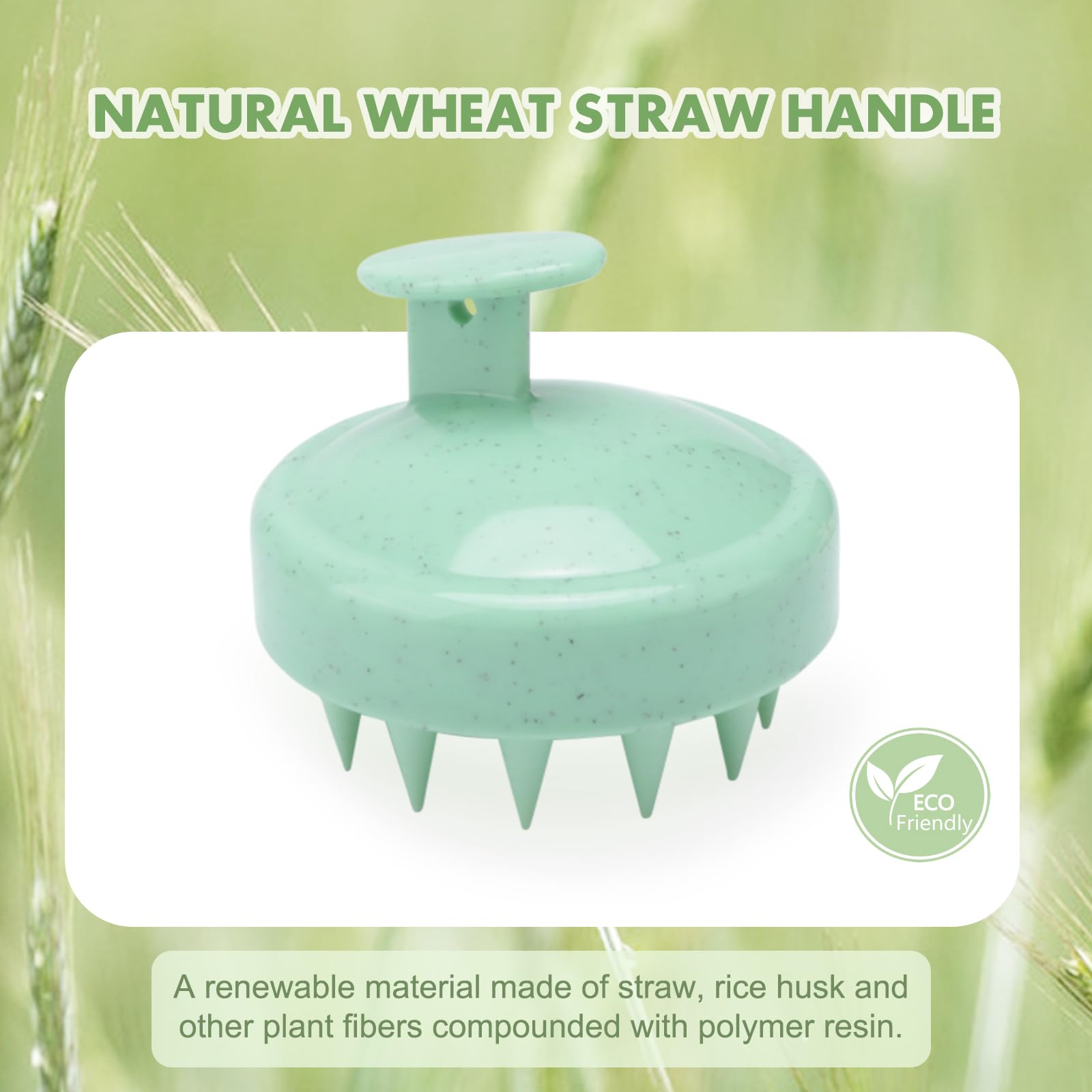 FREATECH Wheat Straw Scalp Massager Shampoo Brush with Soft Silicone Bristles for Scalp Scrub and Hair Growth, Head Massager Hai