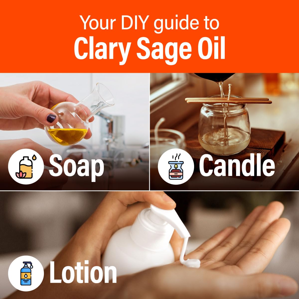 Hana Clary Sage Essential Oil (1 Fl Oz) Clary Sage Oil for Skin, Diffuser, Hair and Aromatherapy - Sweet, Herbaceous Scent