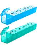 BUG HULL Weekly Pill Organizer Large 2 Packs, Extra Large Travel Pill Organizer, Pill Box 7 Day, Travel Pill Case, Medicine Pill