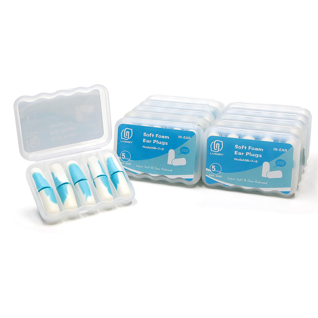 LYSIAN Ultra Soft Foam Ear Plugs for Sleeping Noise Cancelling -10 Box Value Pack - 38dB Noise Reduction Earplug for Sleep,Snori