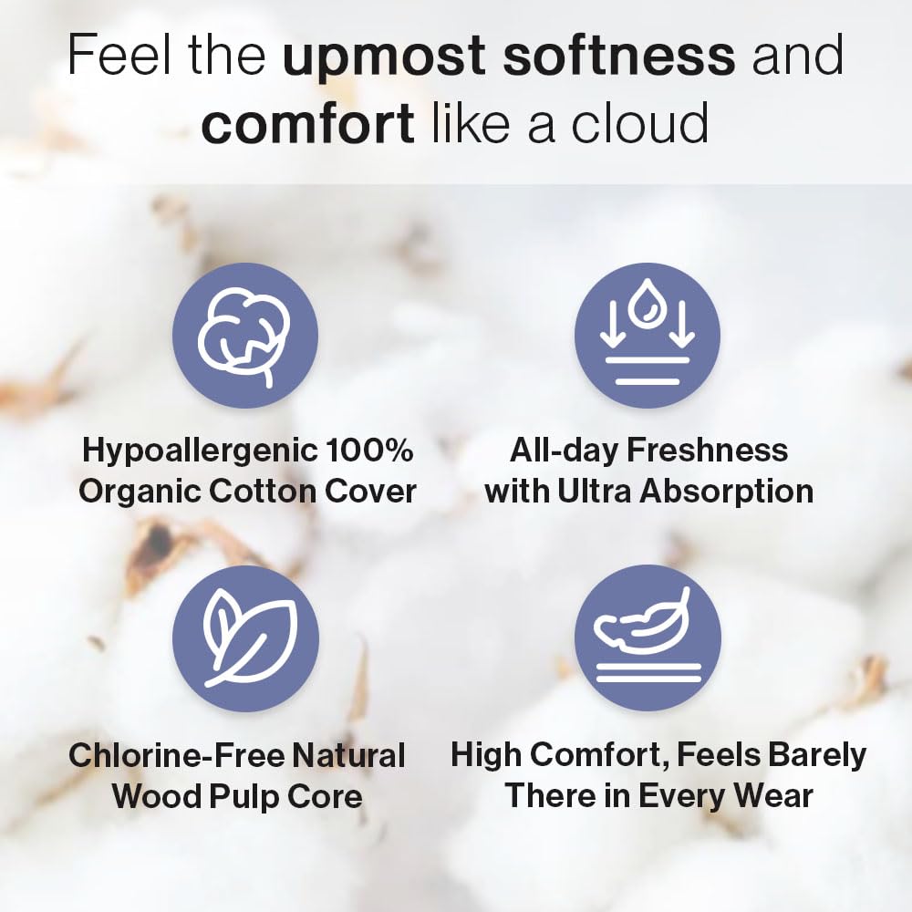 SANDIS Feminine Pad for Women - 100% Organic Cotton Ultra Thin with Wings for Periods Menstrual Pads Sanitary Napkins Leak Prote