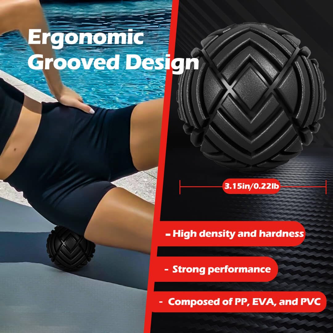 Tetop Fitness Muscle Massage Ball, 3.15in, Therapy Ball for Trigger Point Massage, Myofascial release, Mobility ball for Exercis