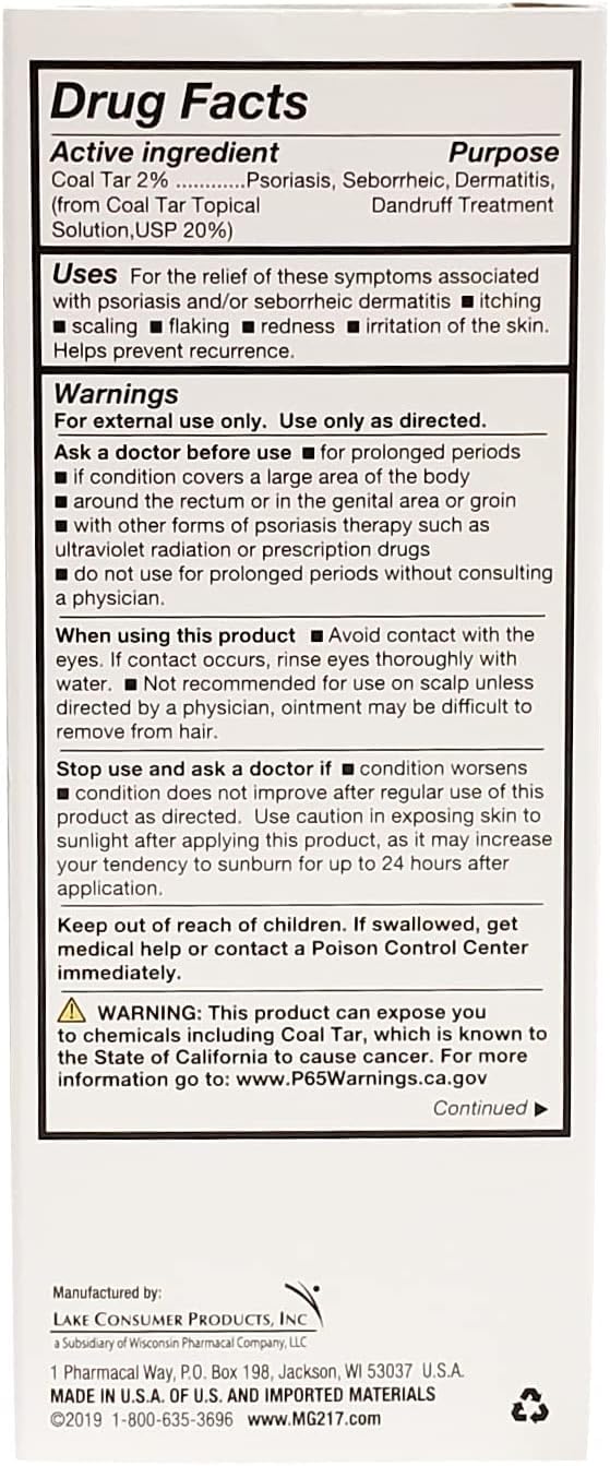 MG217 Multi Symptom Relief 2% Coal Tar Medicated Psoriasis Ointment oz Jar, 4 Oz (Pack of 2)