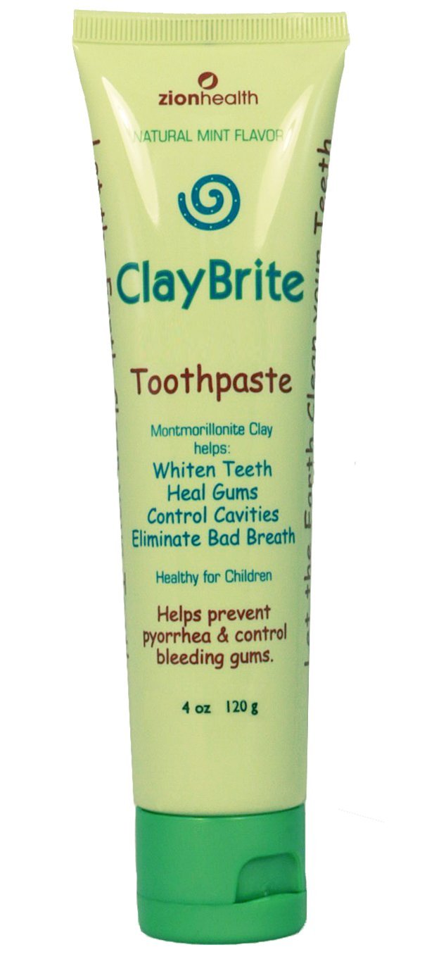 Zion Health Claybrite Natural Toothpaste, Natural Mint, 4 Ounce (Packaging may vary)
