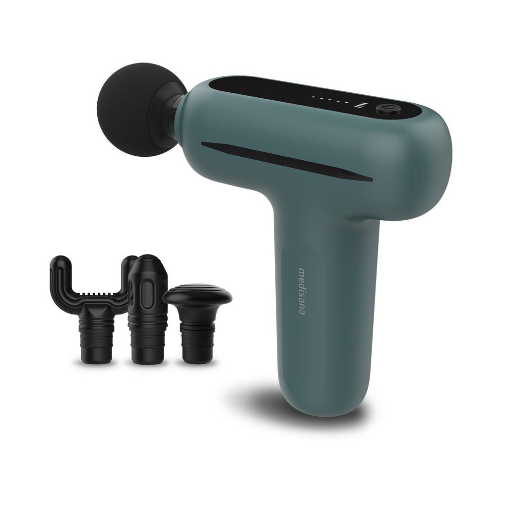 Medisana MG 200 Mini Massage Gun with 4 Heads, Intelligent Mode and 5 Intensity Levels, Long Battery Life