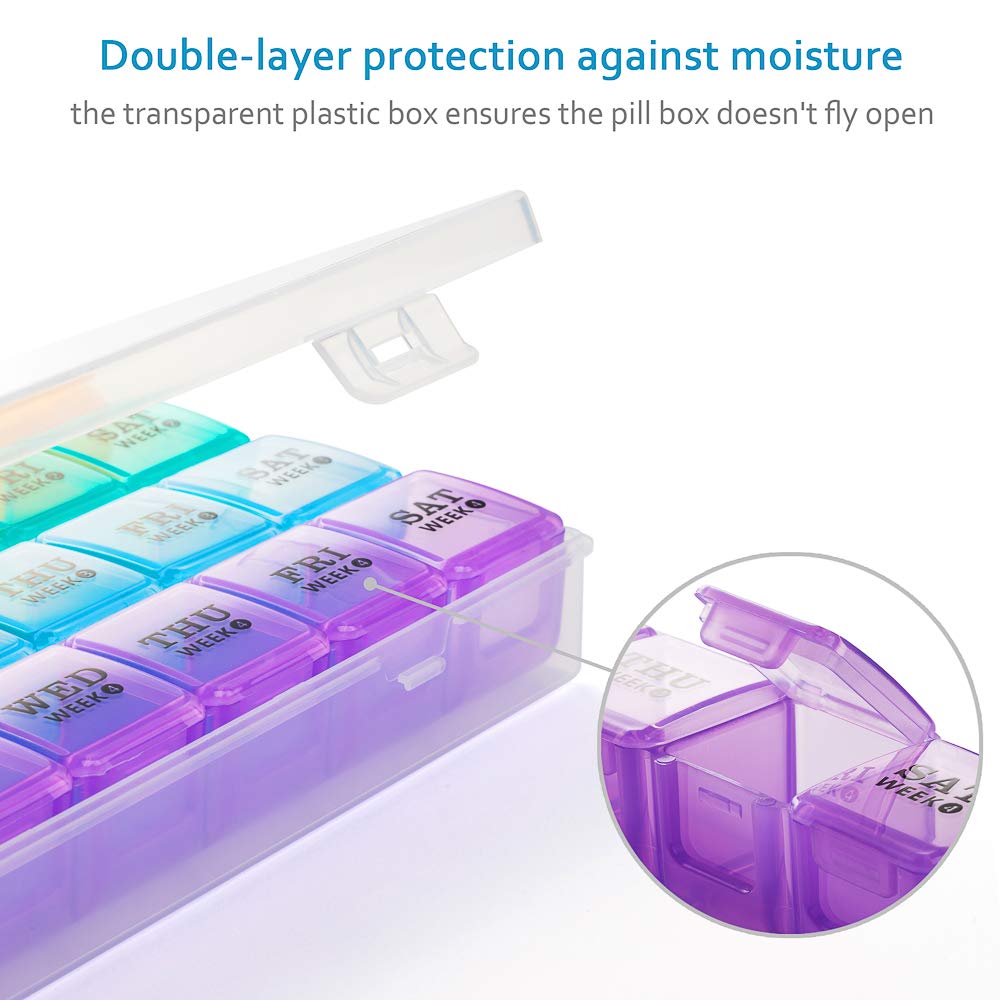 XL Large Monthly Pill Organizer 4 Weeks, 28 Day Pill Box Organizer Weekly, Big Compartment Pill Box with Travel Case, 7 Day Pill